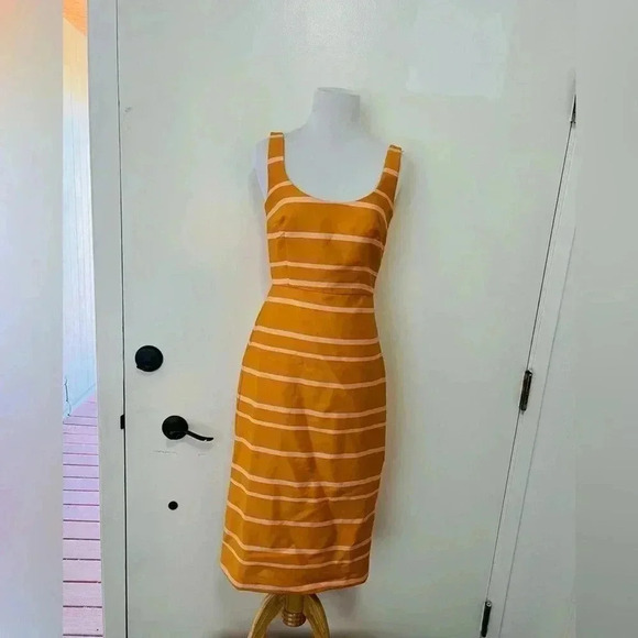 J. Crew Dresses & Skirts - JCrew gold and pink striped sheath dress. Size 00